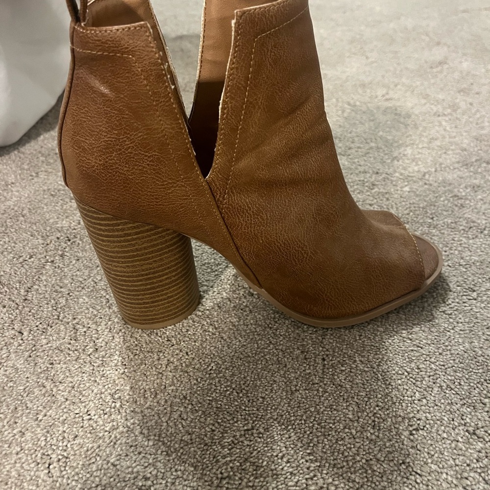 Altar'd State Tan Peep-Toe Ankle Booties - Picture 5 of 9
